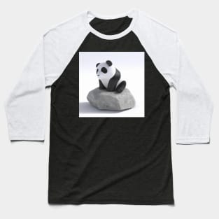 3d cute panda on a rock Baseball T-Shirt